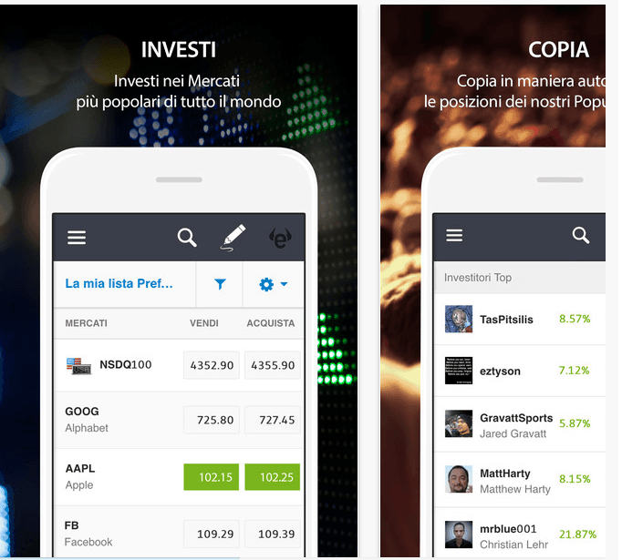 eToro mobile app