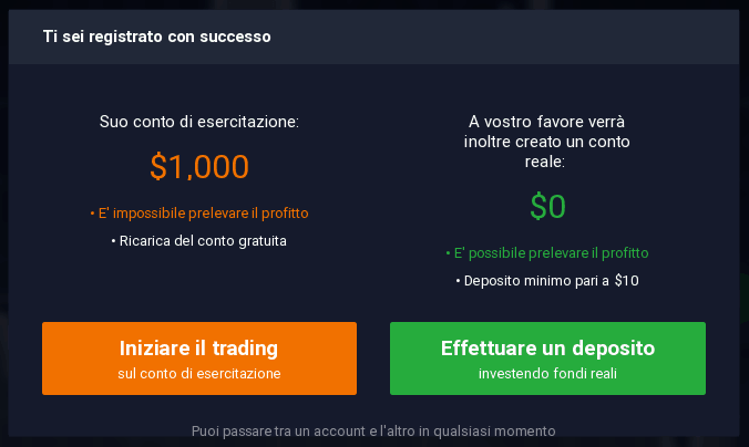pregistrazione passo 2 scelta del Conto-demo-o-conto-reale