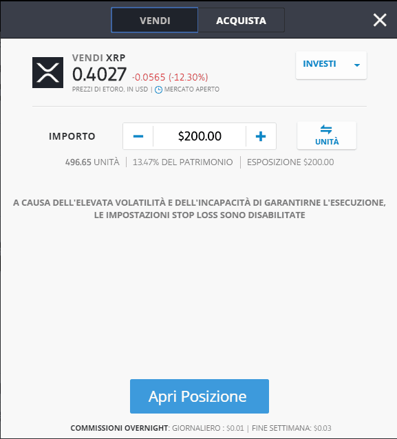 Come vendere Ripple su eToro