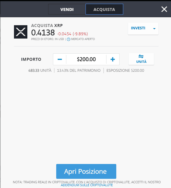 Come acquistare Ripple su eToro
