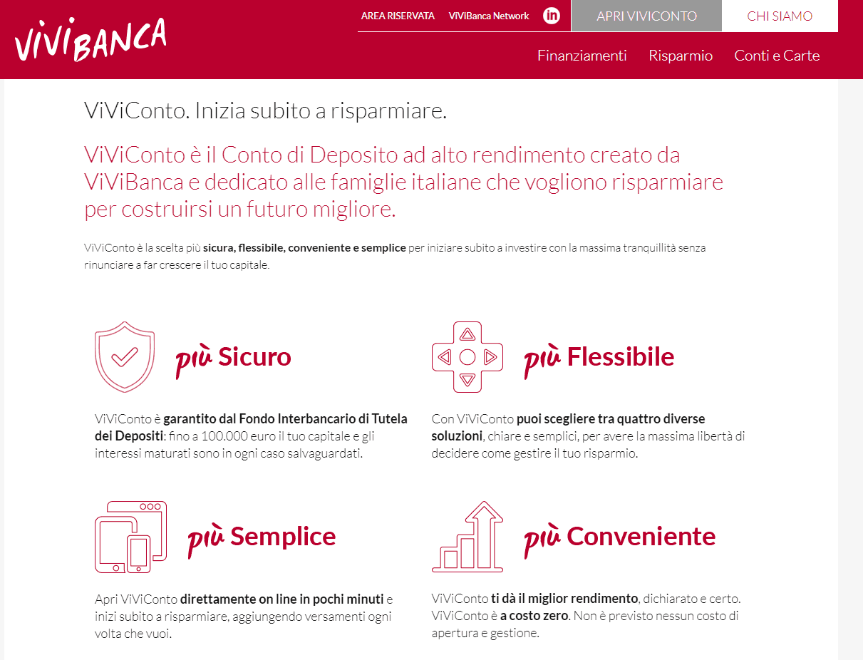 conto deposito online vivibanca