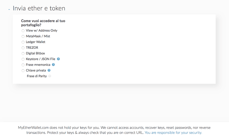 MyEtherWallet-secondo passaggio invio-token