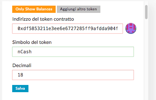 MyEtherWallet-token-riscatto Aggiungi un altro token