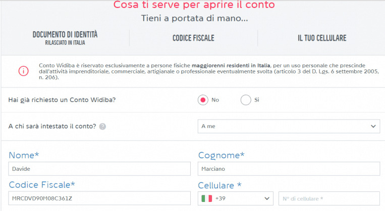 conto corrente widiba