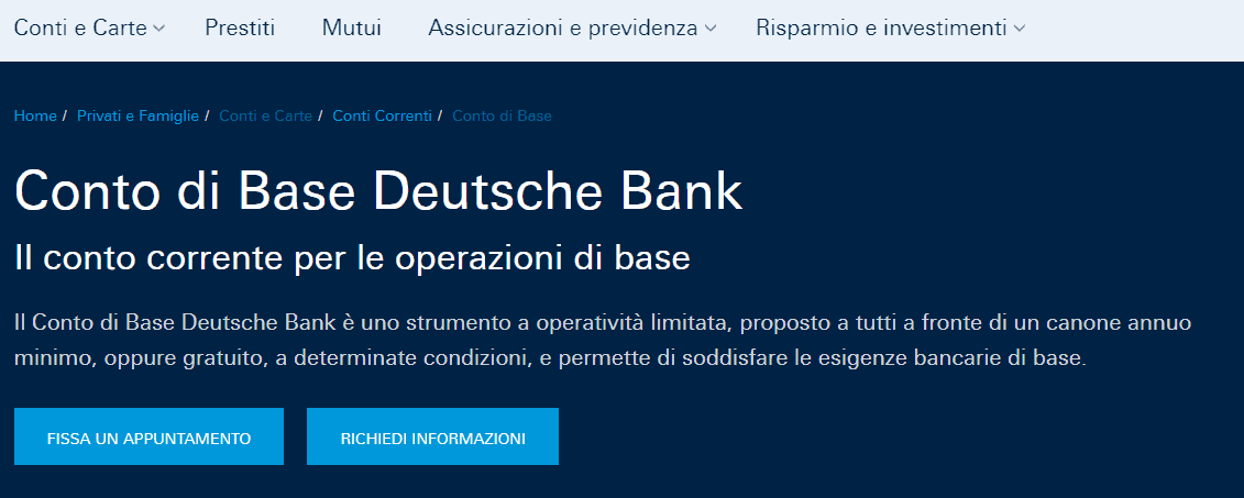 conto di base deutsche Bank