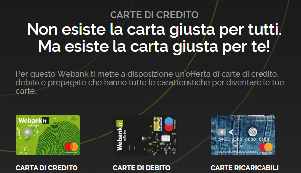 carte di credito conto webank