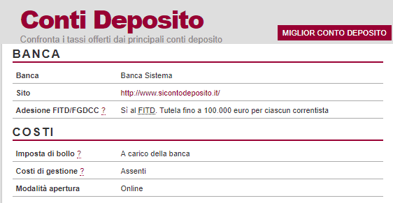 Si Conto Deposito Di Banca Sistema Meteofinanza Com