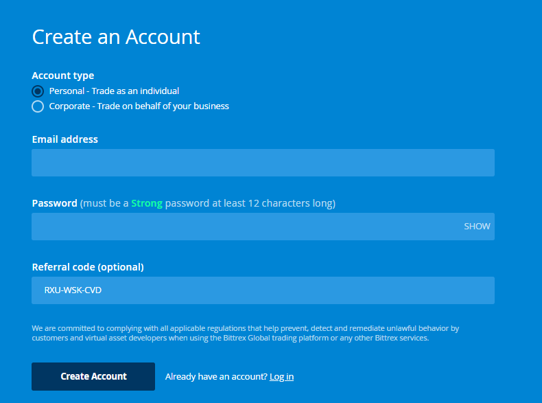 Registrazione Bittrex
