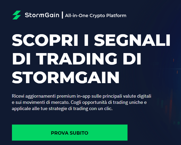 StormGain segnali di trading